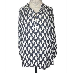 Lilly Pulitzer Silk Elsa Fancy Fest Black  Cat Print Blouse Size S